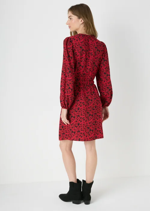 Red Floral Mini Shirt Dress - 8 Image 2