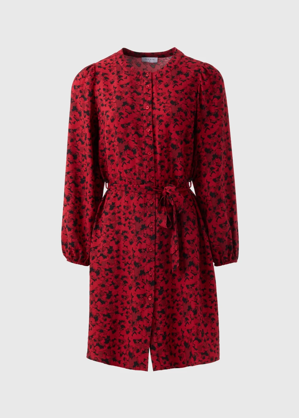 Red Floral Mini Shirt Dress - 8 Image 4