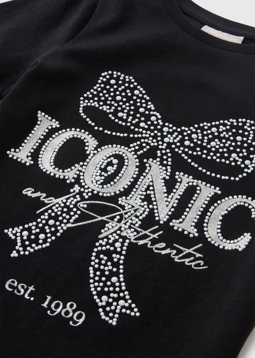 Girls Black Bow T-Shirt (7-15yrs) - Age 7 Years Image 2