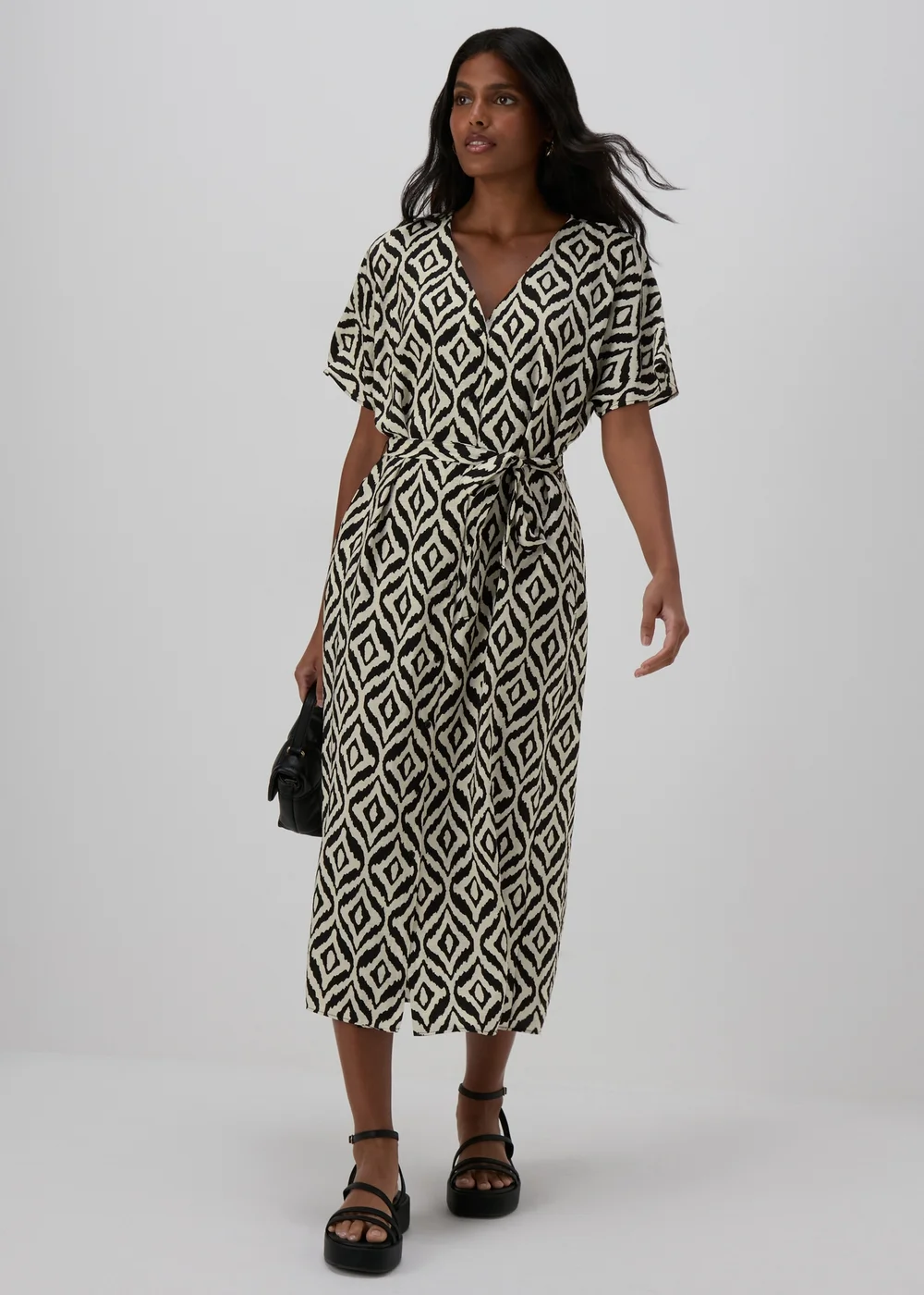 Black Aztec Shirt Midi Dress - Size 8 Image 3
