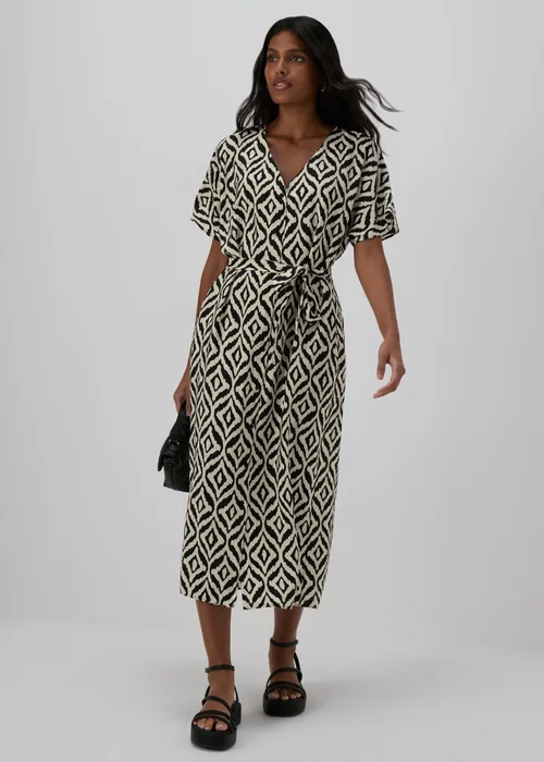 Black Aztec Shirt Midi Dress - Size 8 Image 3