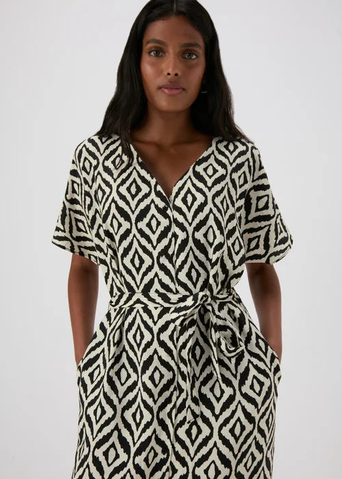 Black Aztec Shirt Midi Dress - Size 8 Image 1