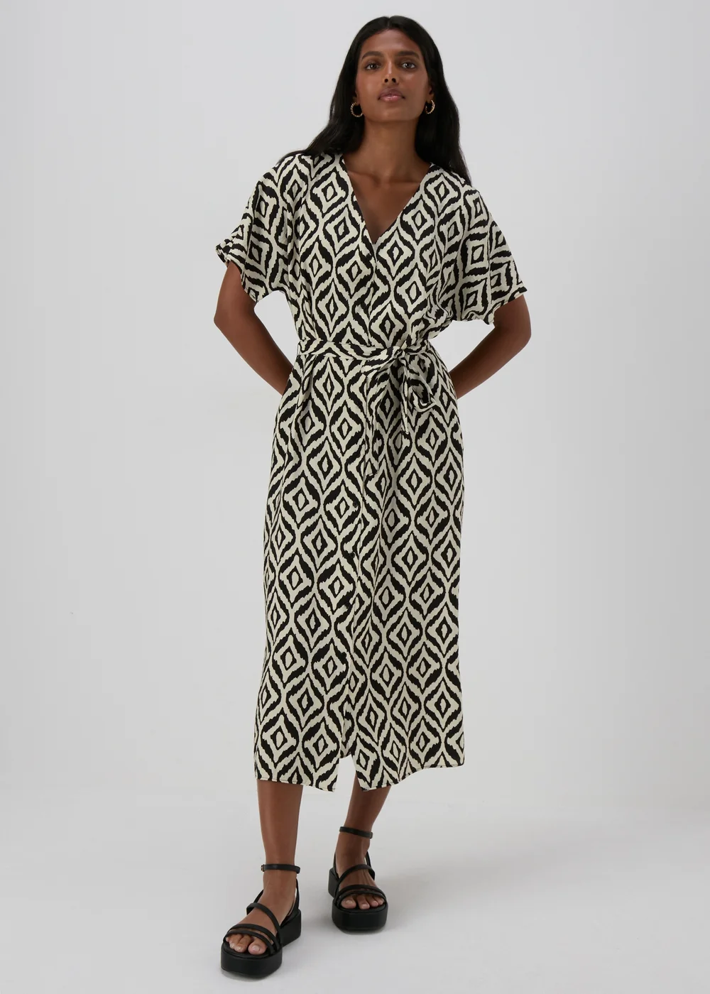 Black Aztec Shirt Midi Dress - Size 8 Image 4
