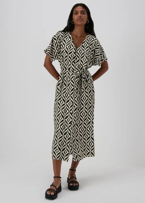 Black Aztec Shirt Midi Dress - Size 8 Image 4