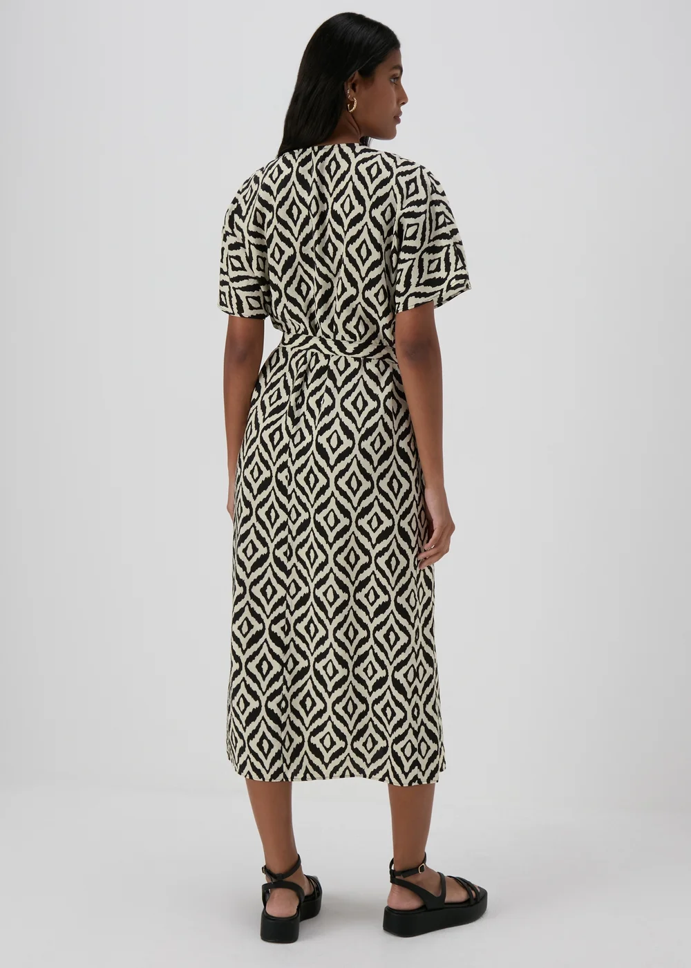 Black Aztec Shirt Midi Dress - Size 8 Image 2