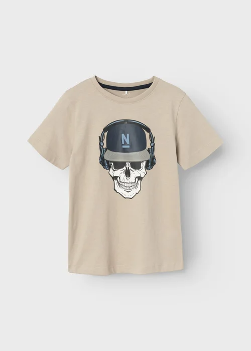 Name It Kids Beige Skull T-Shirt (6-12yrs) - 7 - 8 Years Image 1