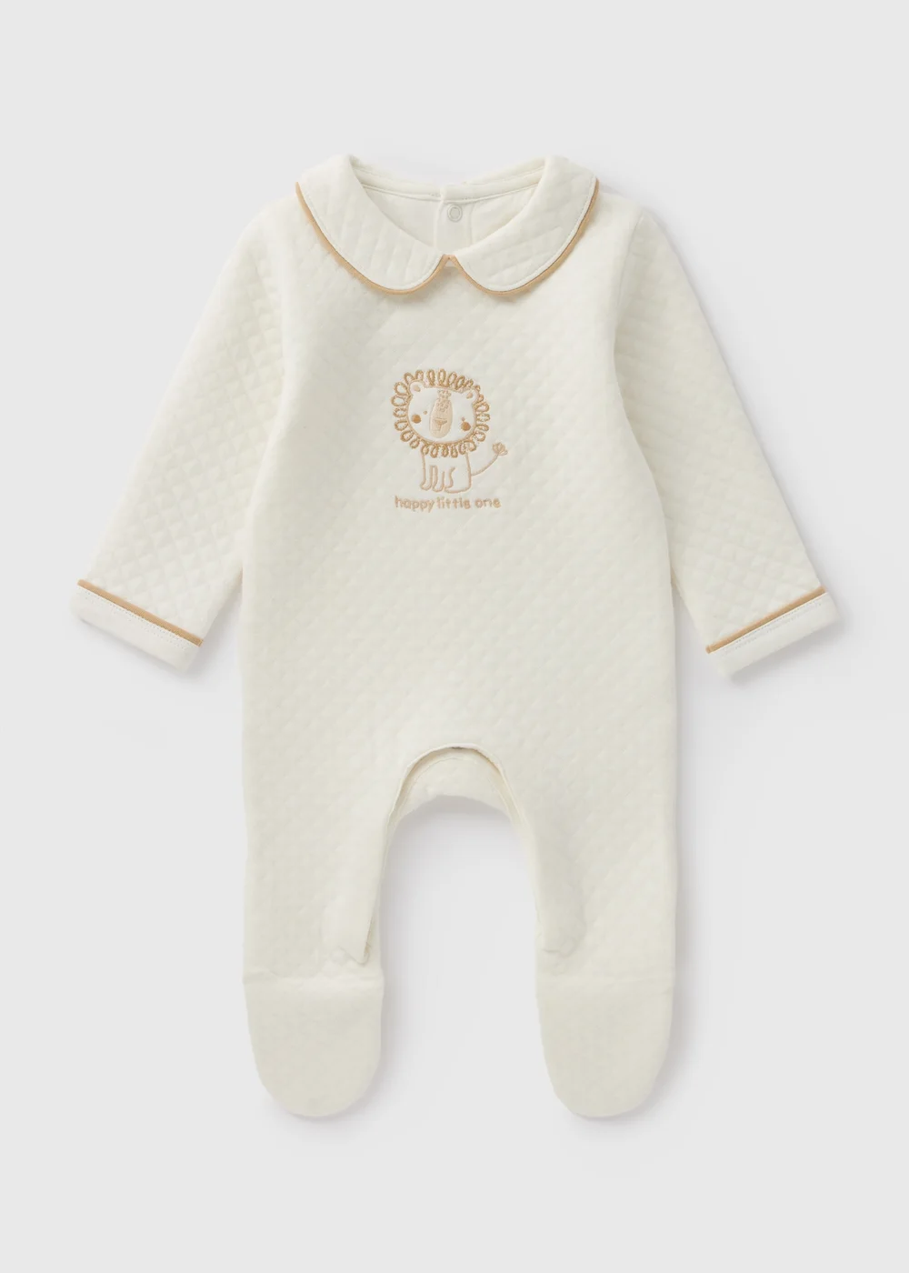 Baby Cream Safari Quilted Sleepsuit (Newborn-18mths) - Age 0 - 3 Months Image 1