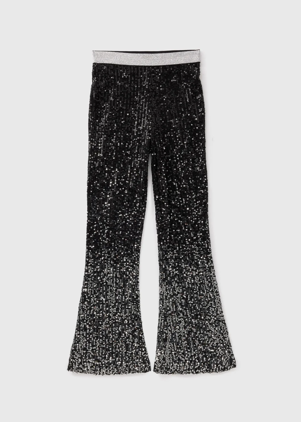 Girls Black Sequin Flare Trousers (7-15yrs) - 8 Yrs Image 1