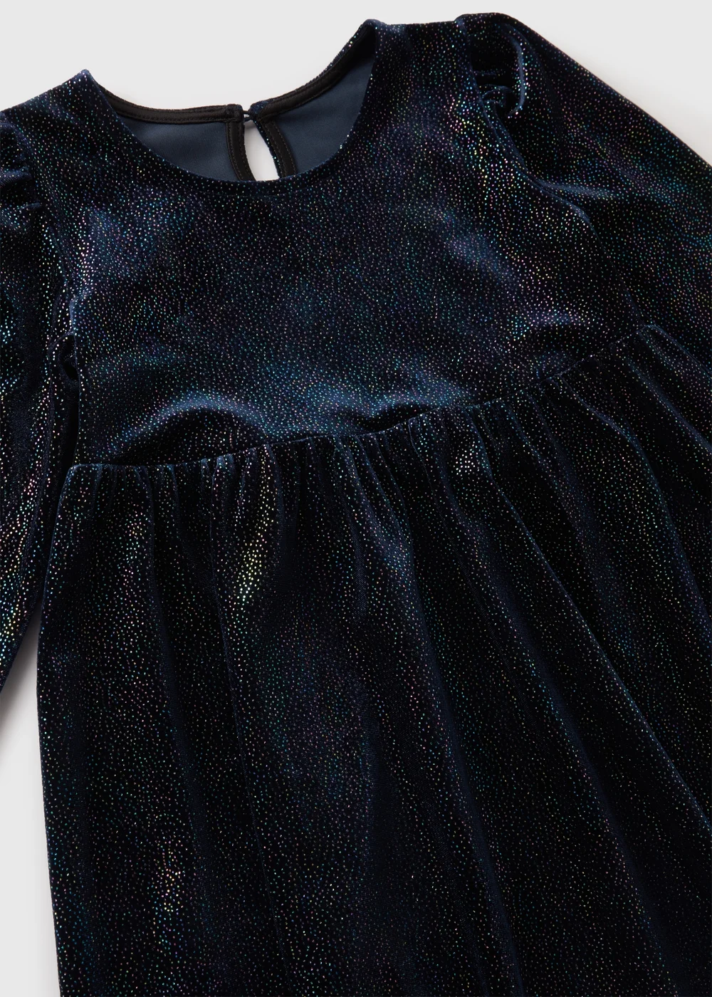 Girls Navy Glitter Velvet Skater Dress (1-7yrs) - 1 to 1 half years Image 2