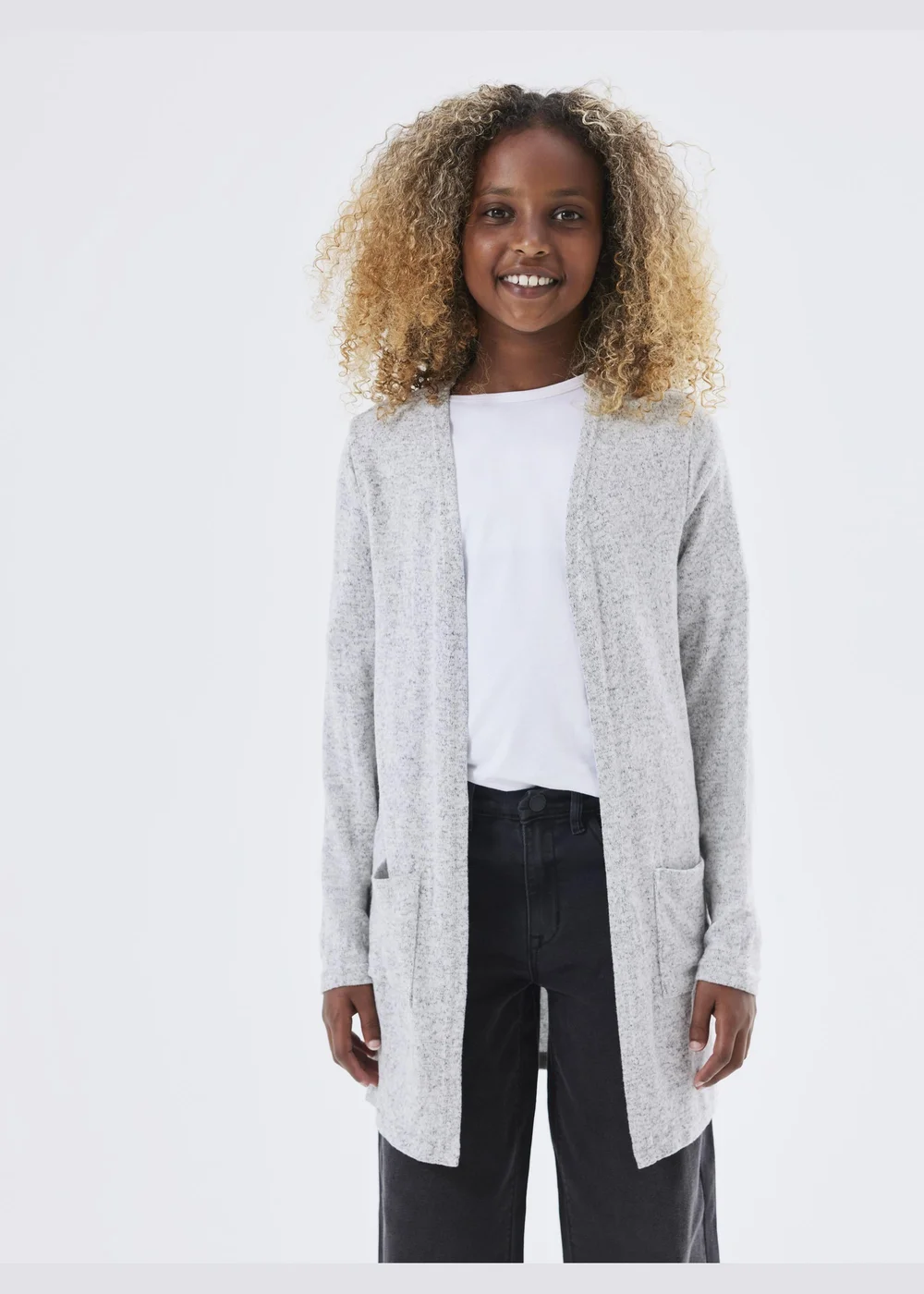 Name It Kids Grey Knitted Cardigan (6-12yrs) - 6 Yrs Image 4