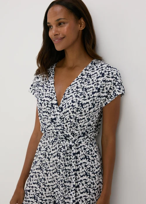 Navy Jersey Wrap Jumpsuit - 8 Image 3