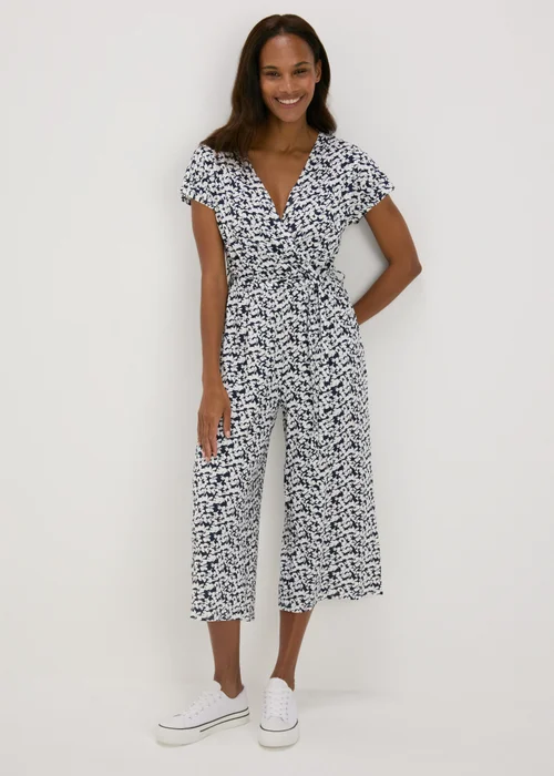 Navy Jersey Wrap Jumpsuit - 8 Image 1