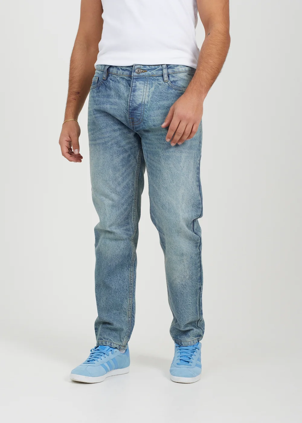 Brave Soul Blue Cotton Loose Fit Denim Jeans - 28 waist 32 leg Image 1