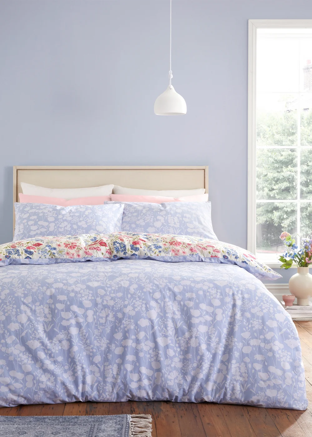 Bianca Fine Linens Olivia Floral 200 Thread Count Cotton Reversible Duvet Cover Set - Single Image 2