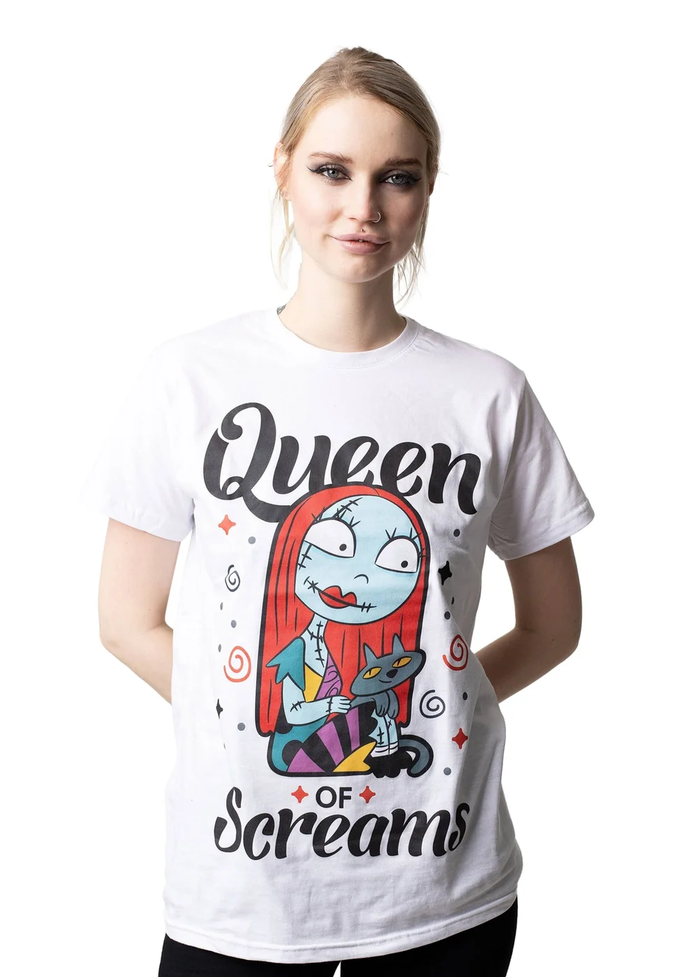 Disney White Nightmare Before Christmas Queen Of Screams T-Shirt - Small Image 1