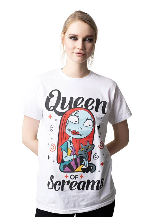 Disney White Nightmare Before Christmas Queen Of Screams T-Shirt - Small Image 1