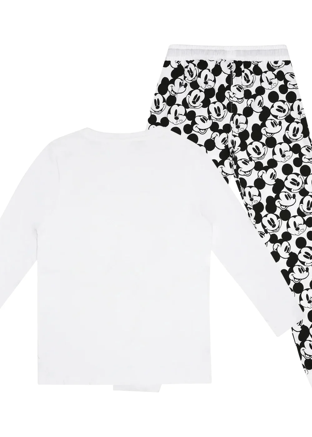Disney White/Black Snooze Mickey Mouse Long Pyjama Set - Small Image 2