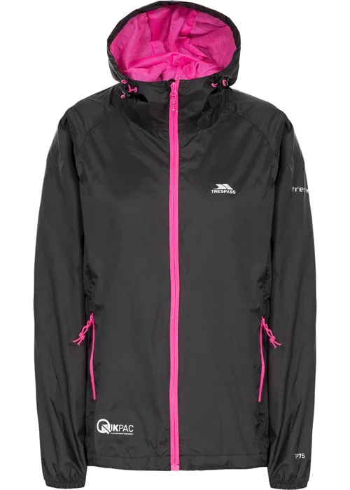 Trespass Black Qikpac Packaway Waterproof Jacket - 2XS Image 4