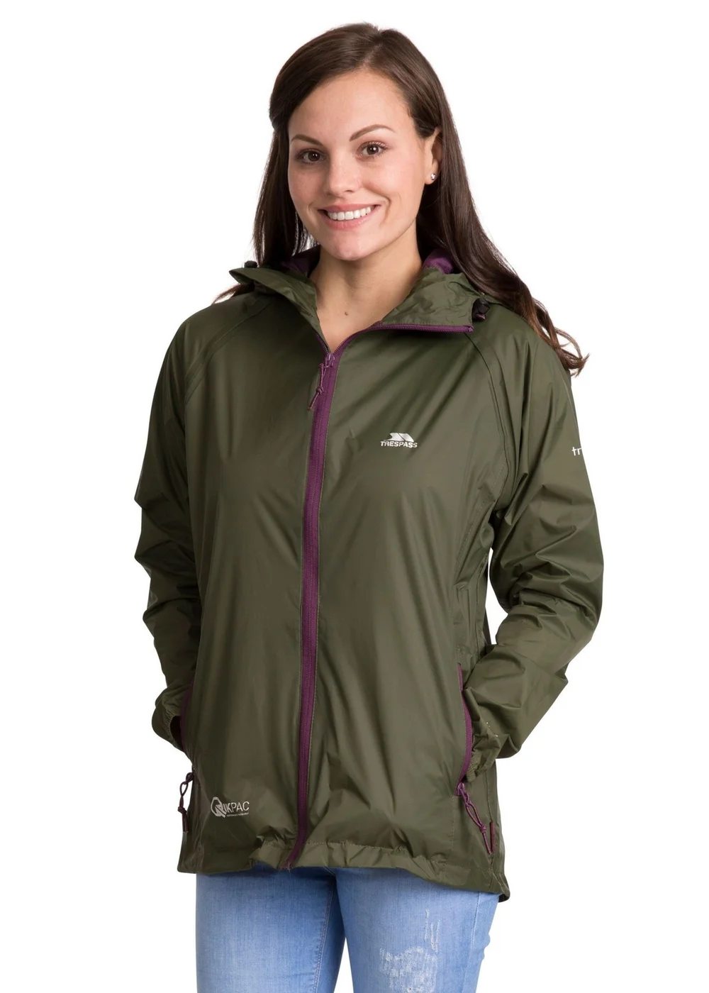 Trespass Grey Green Qikpac Packaway Waterproof Jacket - 2XS Image 1