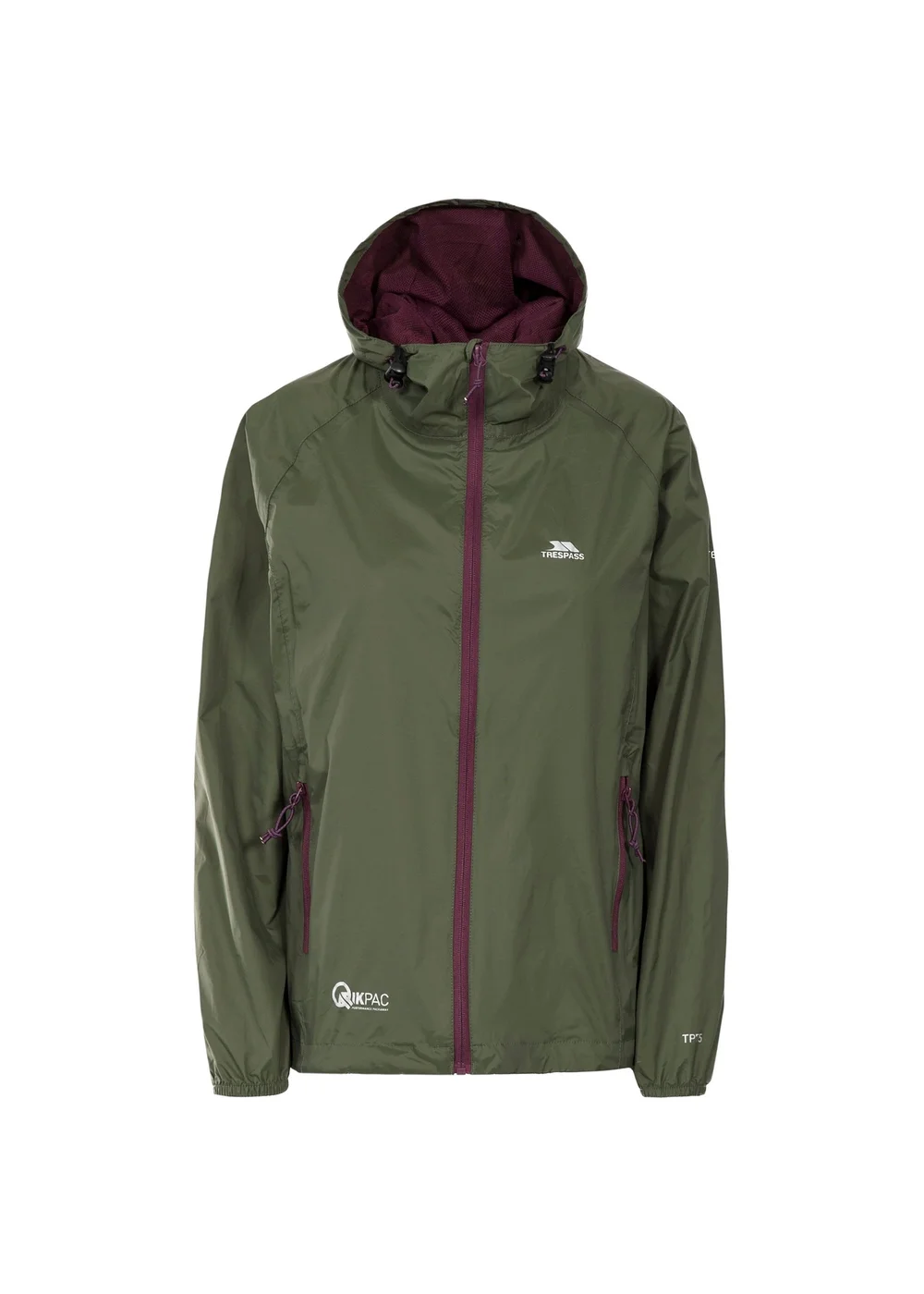 Trespass Grey Green Qikpac Packaway Waterproof Jacket - 2XS Image 4