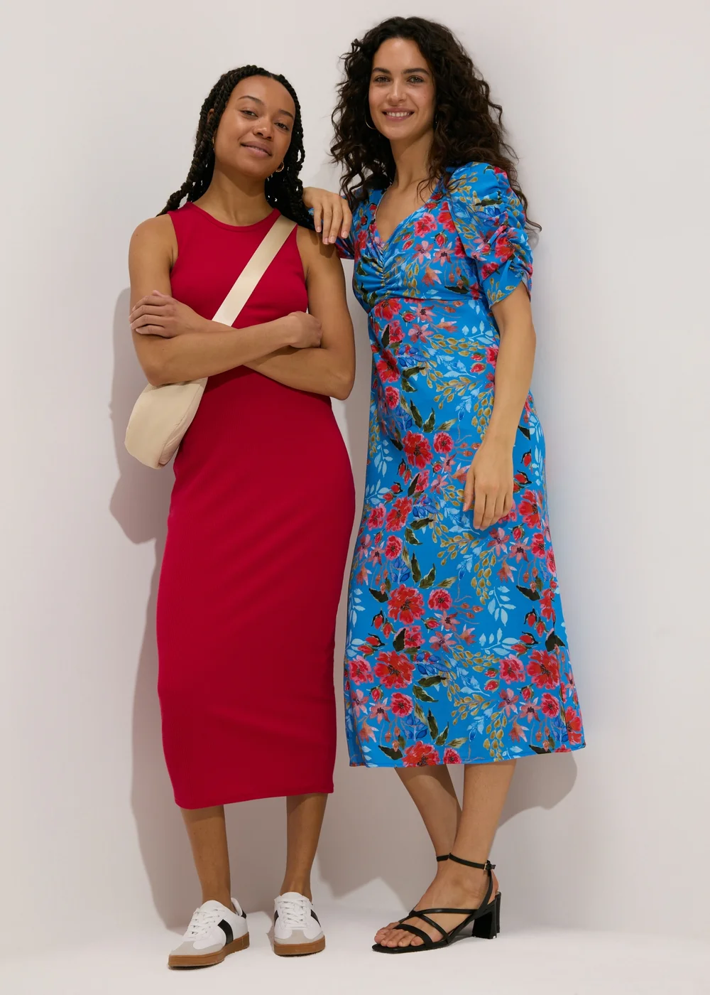 Blue Floral Print Ruched Midi Dress - Size 8 Image 6