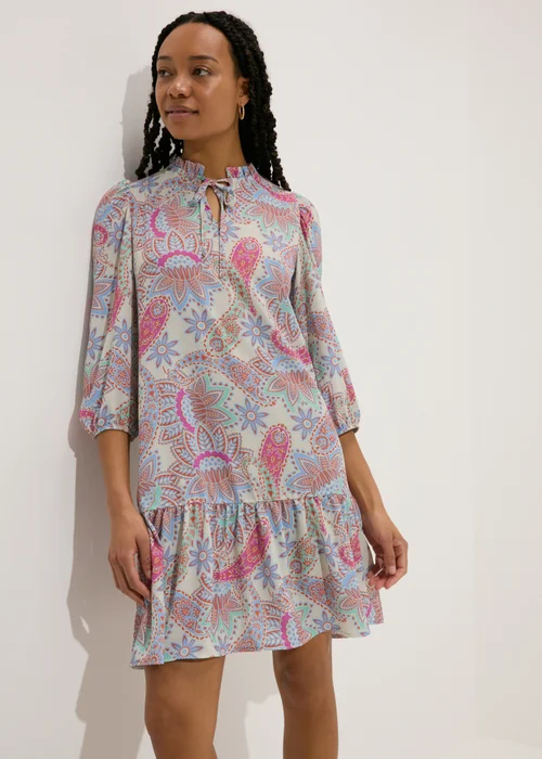 Multicolour Paisley Tie Neck Mini Dress - 8 Image 1