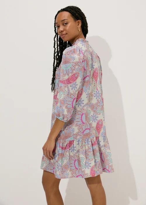 Multicolour Paisley Tie Neck Mini Dress - 8 Image 2