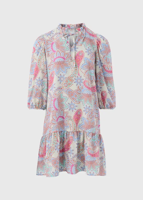 Multicolour Paisley Tie Neck Mini Dress - 8 Image 5