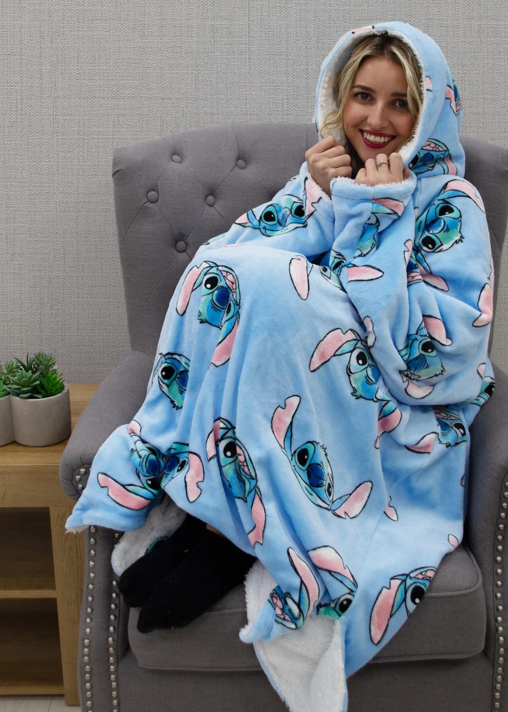 Disney Stitch Hooded Wearable Snuggle Fleece - Small Image 2