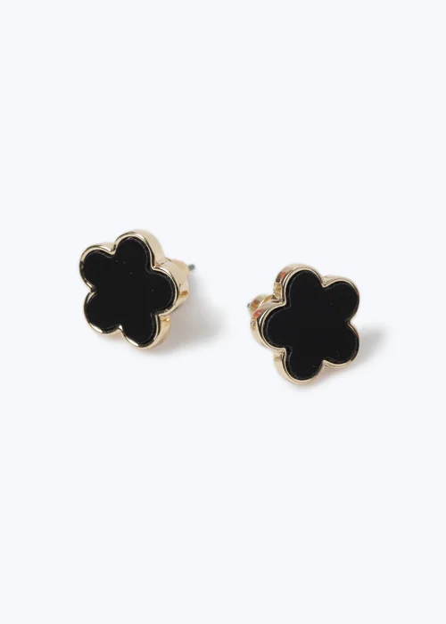 Black Flower Earrings - One Size Image 2