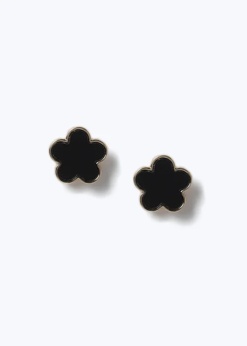 Black Flower Earrings - One Size Image 1