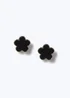 Black Flower Earrings - One Size Image 1