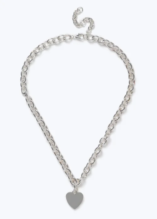 Muse Silver Heart Chunky Chain Necklace - One Size Image 1