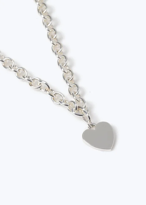 Muse Silver Heart Chunky Chain Necklace - One Size Image 2