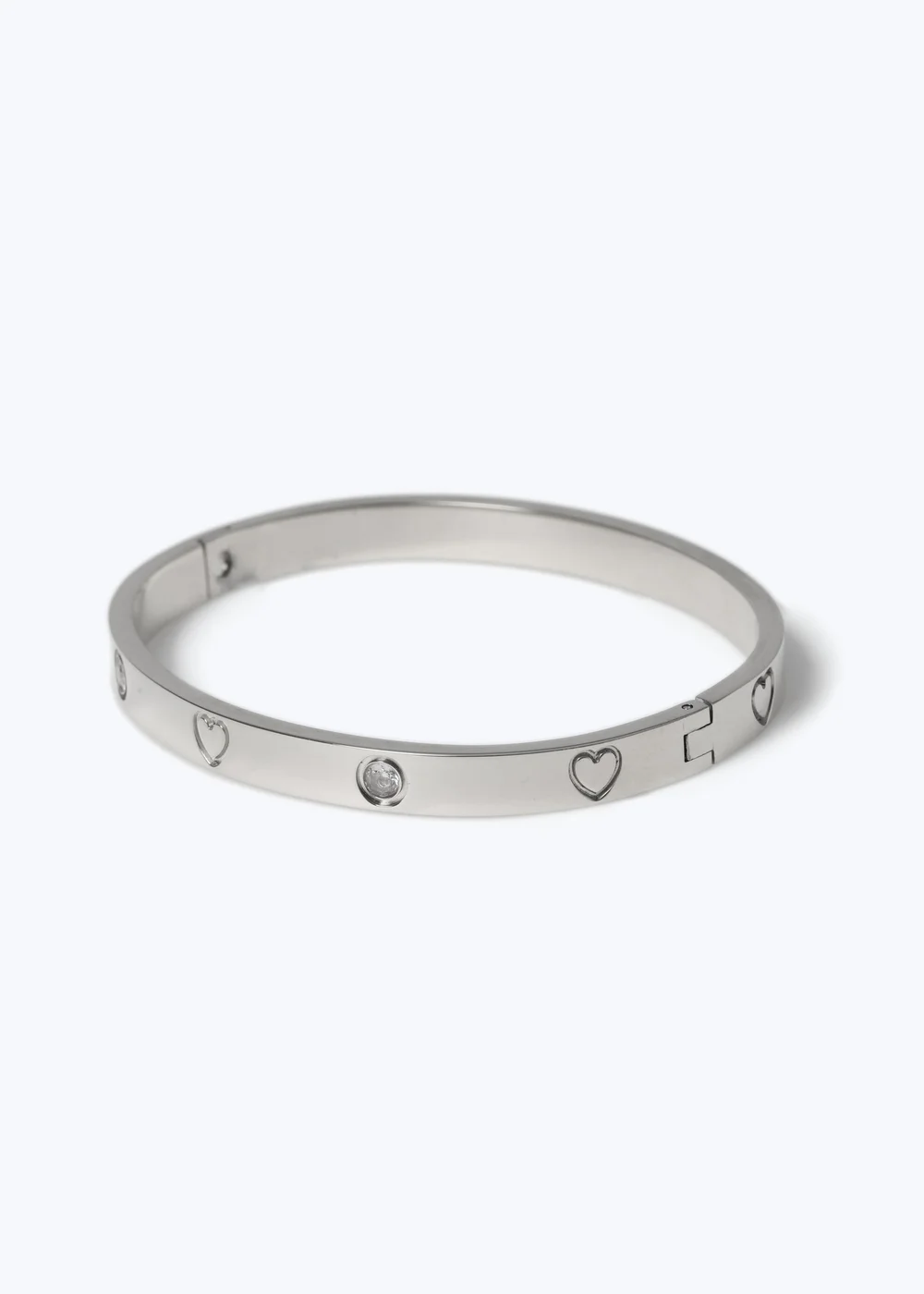 Silver Diamond Bangle - One Size Image 2