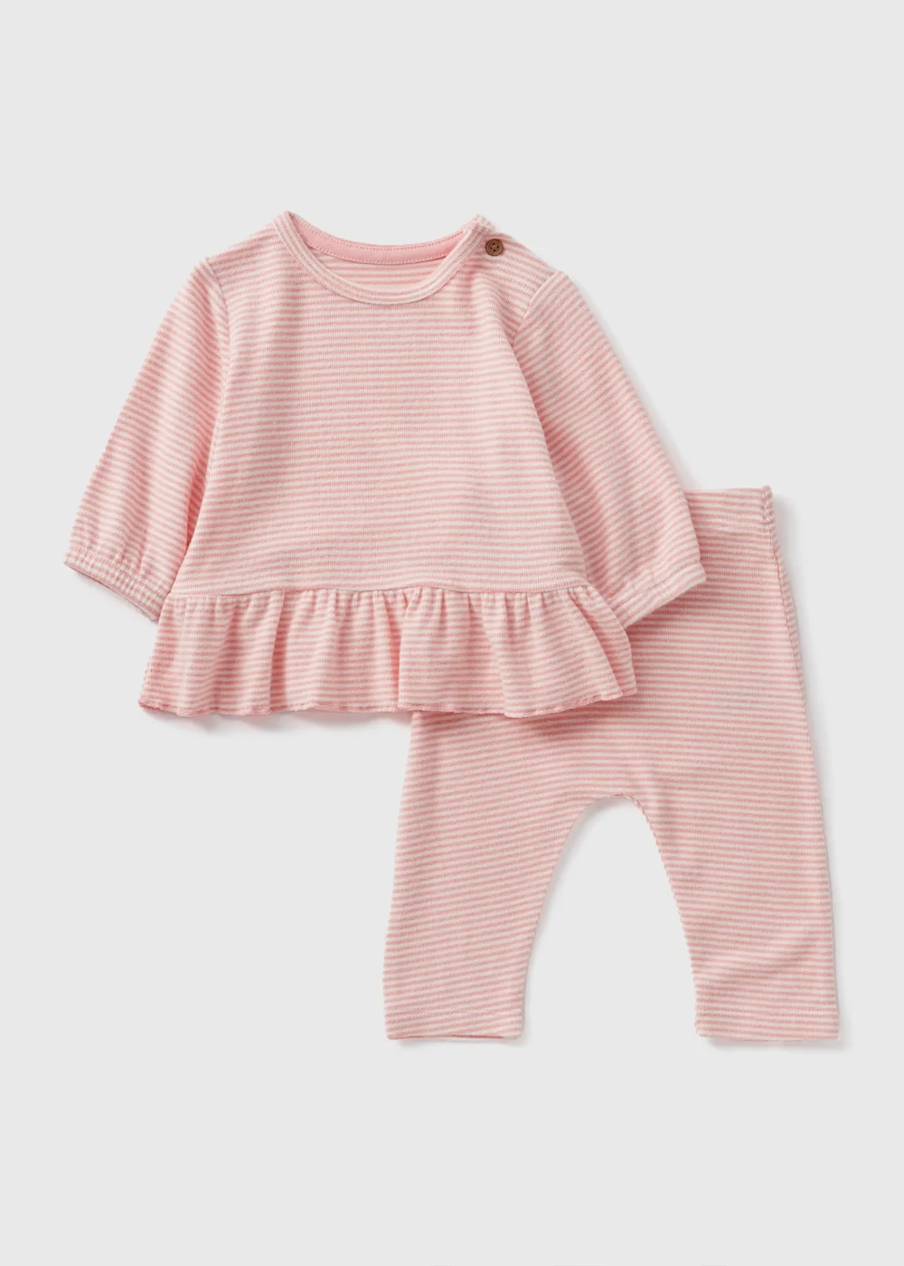 Baby Pink Stripe Top & Leggings Set (Newborn-23mths) - Age 0 - 3 Months Image 1