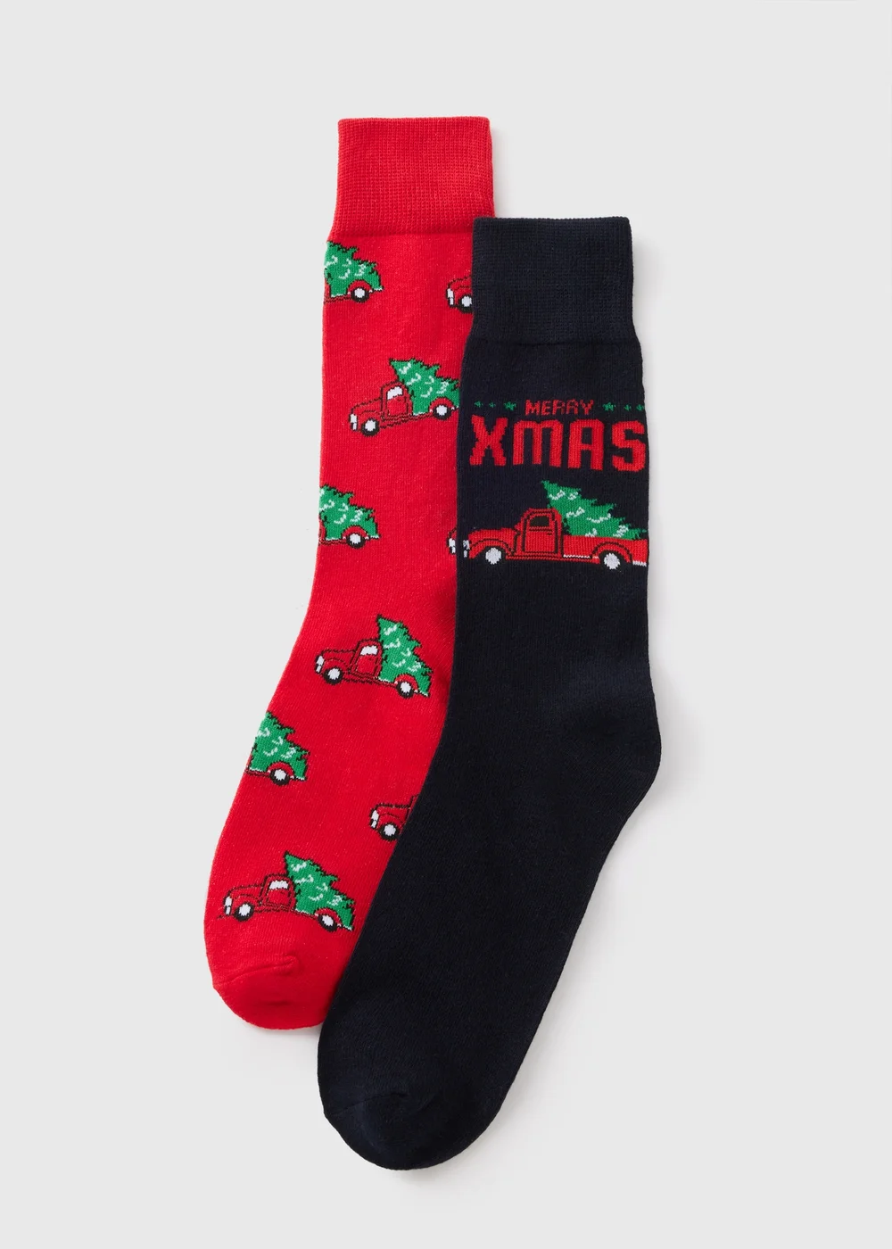 2 Pack Black & Red Christmas Car Socks - Sizes 6 - 8.5 Image 1