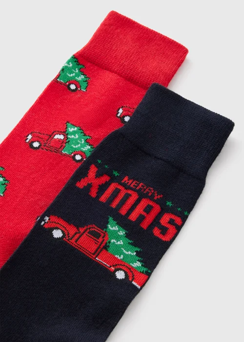 2 Pack Black & Red Christmas Car Socks - Sizes 6 - 8.5 Image 2