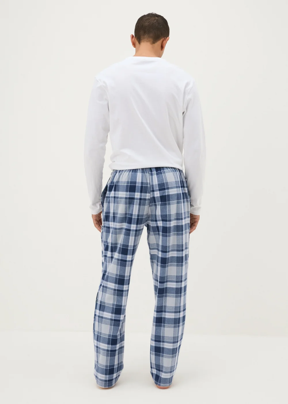 Blue Check Microfleece Pyjama Bottoms - Extra small Image 2