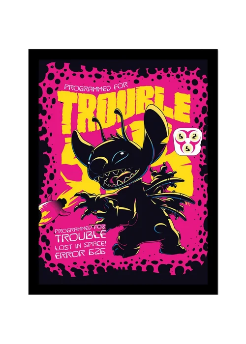 Disney Stitch Black Comic 2 Stitch Framed Poster (45cm x 35cm) - One Size Image 1
