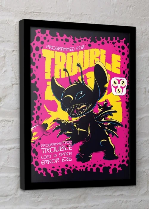 Disney Stitch Black Comic 2 Stitch Framed Poster (45cm x 35cm) - One Size Image 2