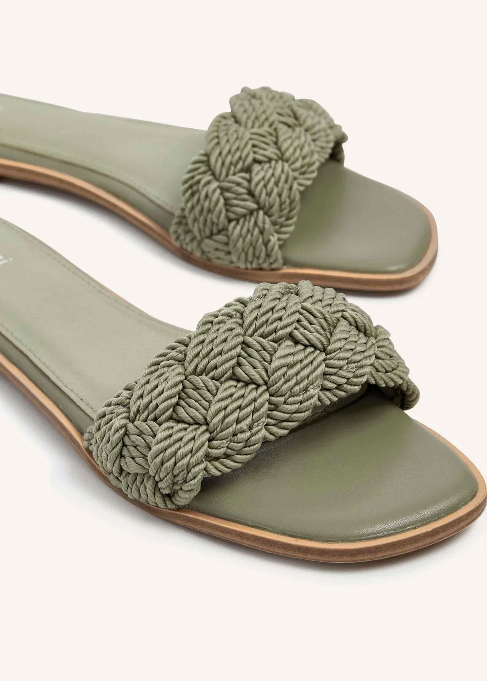 Linzi Olive Khaki Plaited Padded Slider Sandal - 3 Image 4