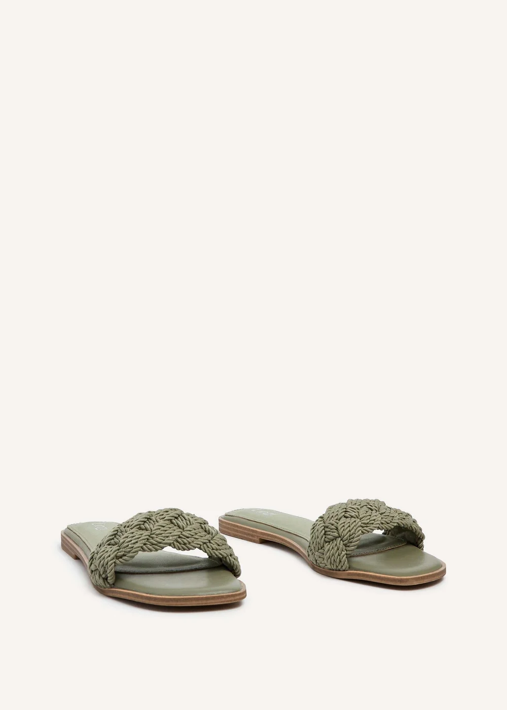 Linzi Olive Khaki Plaited Padded Slider Sandal - 3 Image 3