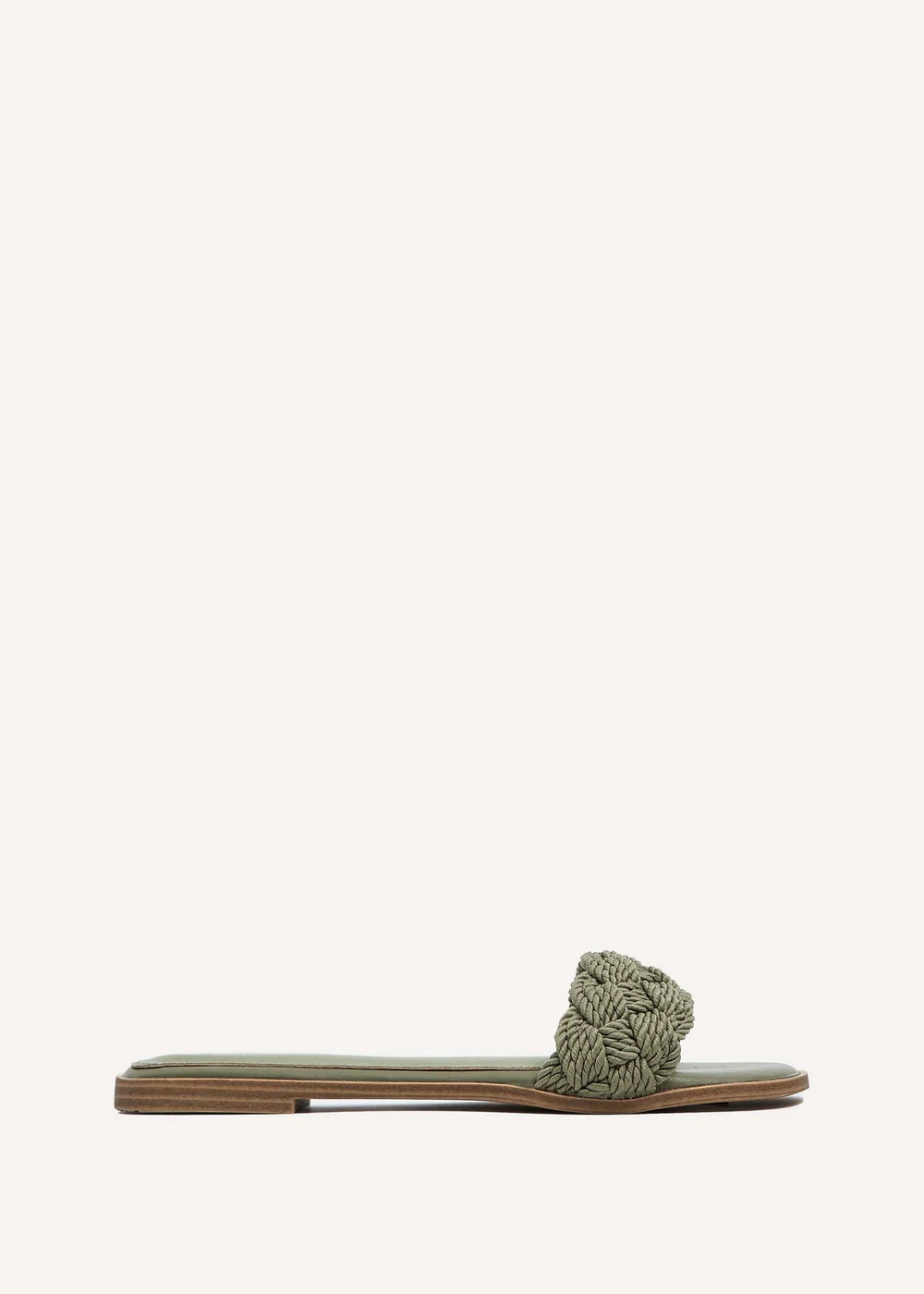 Linzi Olive Khaki Plaited Padded Slider Sandal - 3 Image 2