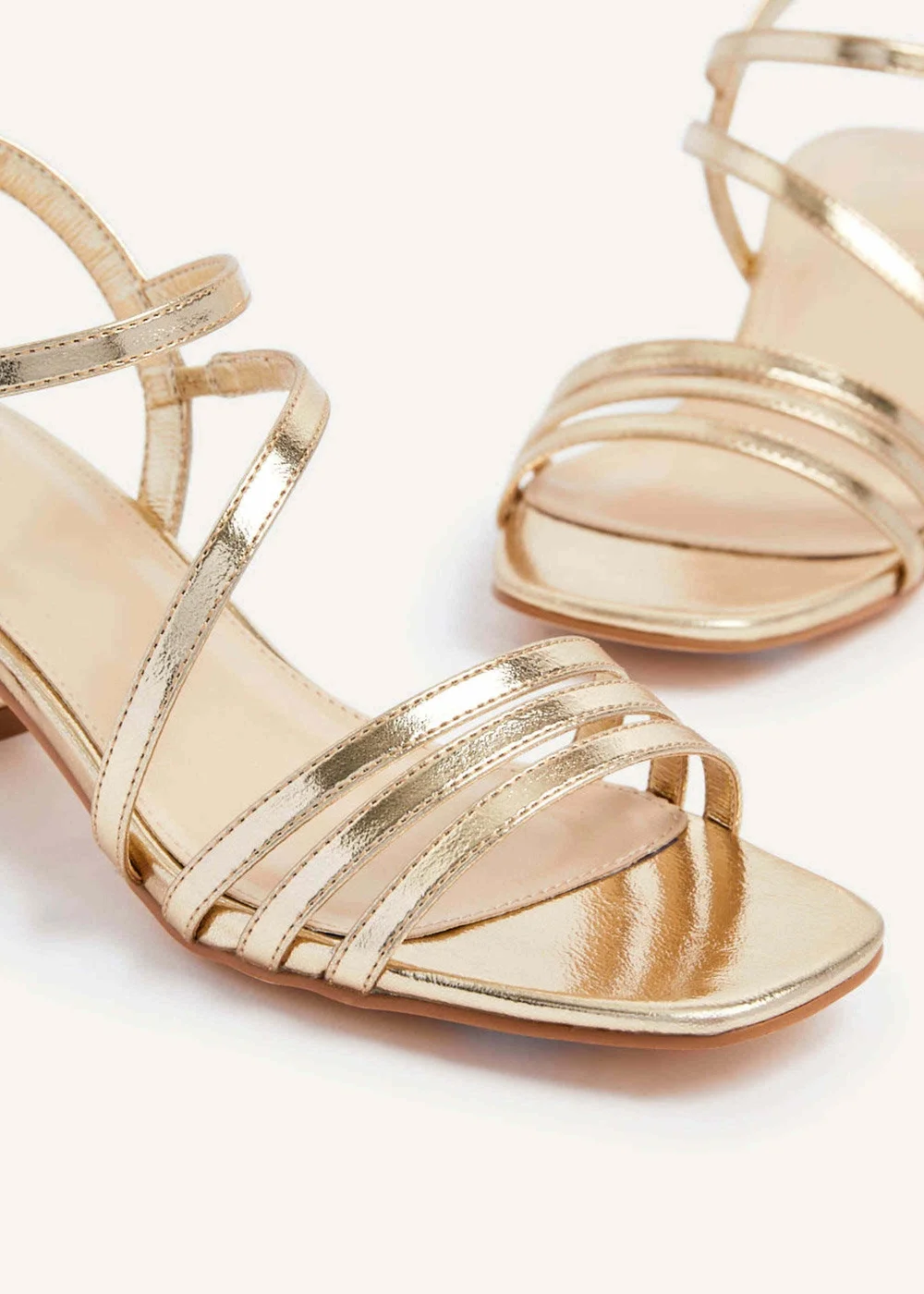 Linzi Afia Gold Faux Leather Strappy Heeled Sandal - 3 Image 4