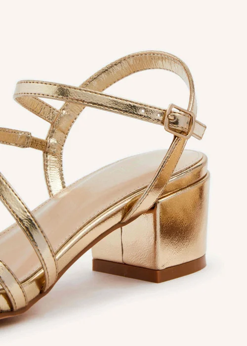 Linzi Afia Gold Faux Leather Strappy Heeled Sandal - 3 Image 5