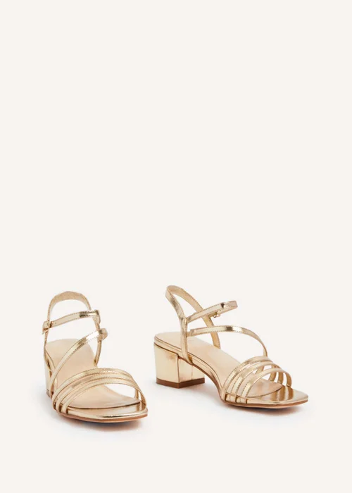 Linzi Afia Gold Faux Leather Strappy Heeled Sandal - 3 Image 3