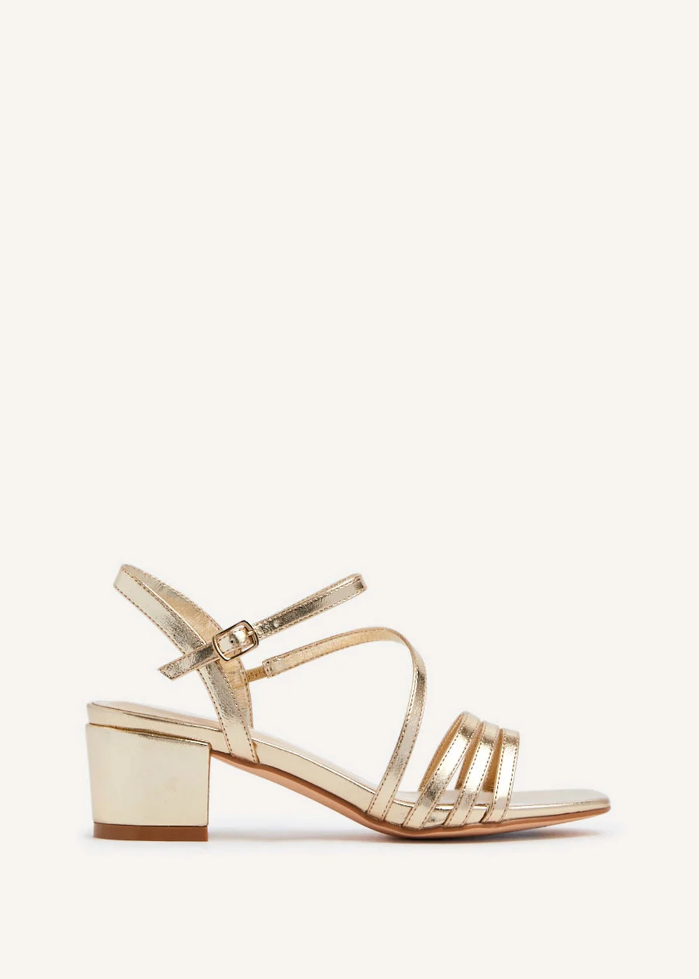 Linzi Afia Gold Faux Leather Strappy Heeled Sandal - 3 Image 2