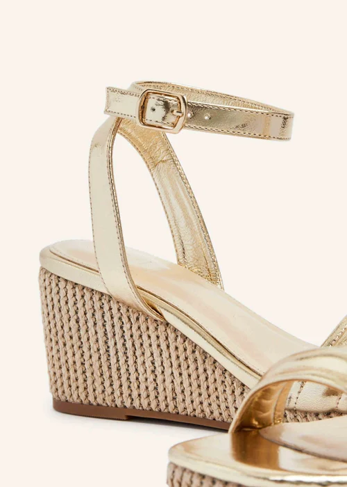 Linzi Chelsea Gold Faux Leather Rope Wedge - 3 Image 5