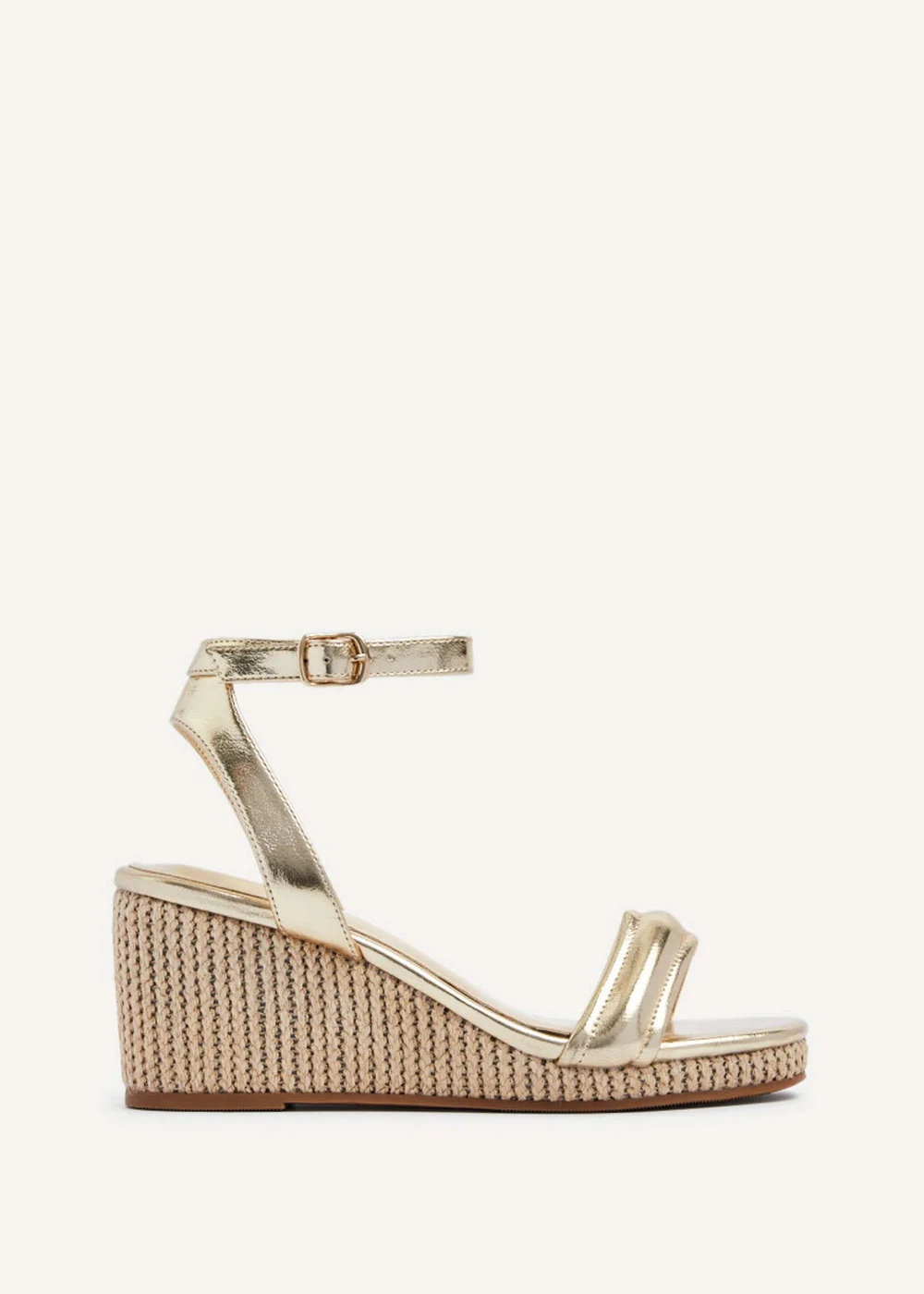 Linzi Chelsea Gold Faux Leather Rope Wedge - 3 Image 2